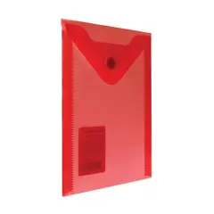 Папка-конверт с кнопкой МАЛОГО ФОРМАТА (105х148 мм), А6, красная, 0,18 мм, BRAUBERG, 227320, фото 1