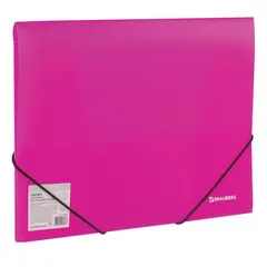 Папка на резинках BRAUBERG &quot;Neon&quot;, неоновая, розовая, до 300 листов, 0,5 мм, 227462, фото 1