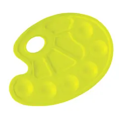 Палитра для рисования ЮНЛАНДИЯ желтая, овальная, 6 ячеек для красок и 4 для смешивания, европодвес, 227807, фото 1