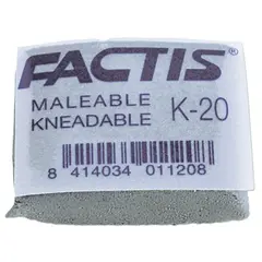 Ластик-клячка FACTIS K 20, 37х29х10 мм, серый, прямоугольный, супермягкий, натуральный каучук, CCFK20, фото 1