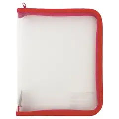 Папка для тетрадей А5 ПИФАГОР, пластик, молния вокруг, прозрачная, красная, 228224, фото 1