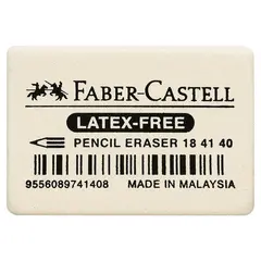 Ластик FABER-CASTELL &quot;Latex-Free&quot;, 37x25x7 мм, белый, прямоугольный, синтетический каучук, 184140, фото 1
