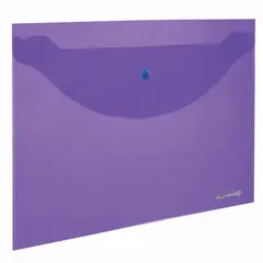 Папка-конверт с кнопкой ЮНЛАНДИЯ, А4, до 100 листов, прозрачная, фиолетовая, 0,18 мм, 228669, фото 1