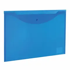 Папка-конверт с кнопкой БОЛЬШОГО ФОРМАТА (300х430 мм), А3, прозрачная, синяя, 0,15 мм, STAFF, 228666, фото 1