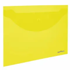 Папка-конверт с кнопкой ЮНЛАНДИЯ, А4, до 100 листов, прозрачная, желтая, 0,18 мм, 228668, фото 1