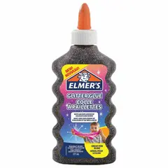 Клей для слаймов канцелярский с блестками ELMERS Glitter Glue, 177 мл, черный, 2109501, фото 1