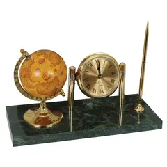 Часы на подставке из мрамора GALANT, с глобусом и шариковой ручкой, 231199, фото 1