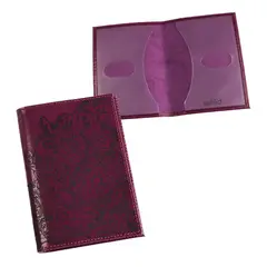 Обложка для паспорта BEFLER &quot;Гипюр&quot;, натуральная кожа, тиснение, фиолетовая, O.32.-1, фото 1