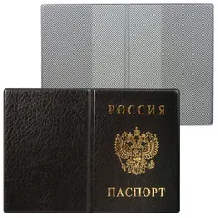 Обложка для паспорта с гербом, ПВХ, черная, ДПС, 2203.В-107, фото 1