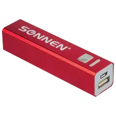 Аккумулятор внешний SONNEN POWERBANK V61С, 2600 mAh, литий-ионный, красный, алюминиевый корпус, 262748, фото 1