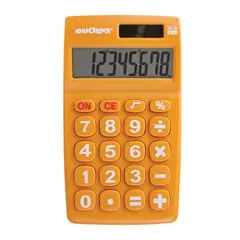 Калькулятор ЮНЛАНДИЯ карманный, 8 разрядов, двойное питание, 138х80мм, СИНИЙ, блистер, фото 1