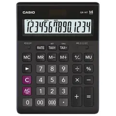 Калькулятор настольный CASIO GR-14T-W (210х155 мм), 14 разрядов, двойное питание, черный, GR-14T-W-EP, фото 1