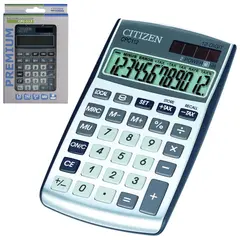 Калькулятор карманный CITIZEN CPC-112WB (120х72 мм), 12 разрядов, двойное питание, фото 1