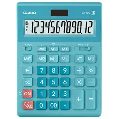 Калькулятор настольный CASIO GR-12С-LB (210х155 мм), 12 разрядов, двойное питание, ГОЛУБОЙ, GR-12C-LB-W-EP, фото 1