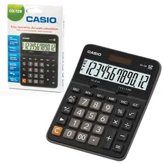 Калькулятор настольный CASIO DX-12B-W (175х129 мм), 12 разрядов, двойное питание, черный, DX-12B-W-EC, фото 1