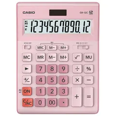 Калькулятор настольный CASIO GR-12С-PK (210х155 мм), 12 разрядов, двойное питание, РОЗОВЫЙ, GR-12C-PK-W-EP, фото 1