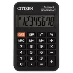 Калькулятор карманный CITIZEN LC-110NR, МАЛЫЙ (89х59 мм), 8 разрядов, питание от батарейки, ЧЕРНЫЙ, фото 1