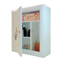 Шкафчик-аптечка металлический, навесной, внутренние перегородки, ключевой замок, 400x360x140 мм, фото 1