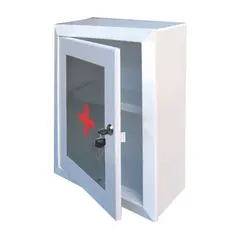 Шкафчик-аптечка металлический, навесной, 1 полка, ключевой замок, стекло, 330x280x140 мм, фото 1