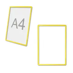 Рамка POS для ценников, рекламы и объявлений А4, желтая, без защитного экрана, 290251, фото 1