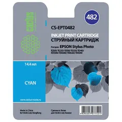 Картридж струйный CACTUS (CS-EPT0482) для EPSON Stylus Photo R200/R300/RX500, голубой, фото 1
