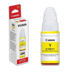 Чернила CANON (GI-490Y) для СНПЧ Pixma G1400\G2400\G3400, желтый, ресурс 7000 стр., оригинальные, 0666C001, фото 1