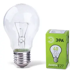 Лампа накаливания ЭРА, 40 Вт, грушевидная, прозрачная, колба d=55 мм, цоколь Е27, А55-40-230E27CL, фото 1