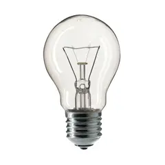 Лампа накаливания PHILIPS A55 CL E27, 60 Вт, грушевидная, прозрачная, колба d = 55 мм, цоколь E27, 354563, фото 1