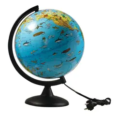Глобус зоогеографический, диаметр 250 мм, с подсветкой, 10370, фото 1