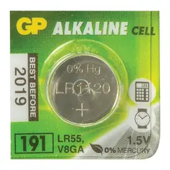 Батарейка GP Alkaline 191 (G8, LR55), алкалиновая, 1 шт., в блистере (отрывной блок), 4891199015526, фото 1