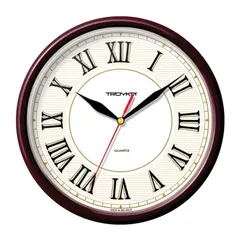 Часы настенные TROYKA 91931915, круг, белые, коричневая рамка, 23х23х4 см, фото 1
