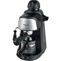 Кофеварка рожковая SCARLETT SC-037, объем 0,2 л, мощность 800 Вт, давление 4 бара, пластик, насадка для взбивания, черная, фото 1