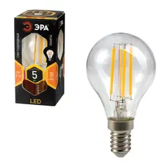 Лампа светодиодная ЭРА, 5 (40) Вт, цоколь E14, шар, теплый белый свет, 30000 ч., F-LED Р45-5w-827-E14, фото 1