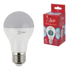 Лампа светодиодная ЭРА, 10 (70) Вт, цоколь E27, грушевидная, холодный белый свет, 25000 ч., LED smdA60-10w-840-E27ECO, фото 1
