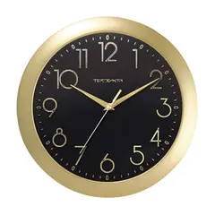 Часы настенные TROYKA 11171180, круг, черные, золотая рамка, 29х29х3,5 см, фото 1
