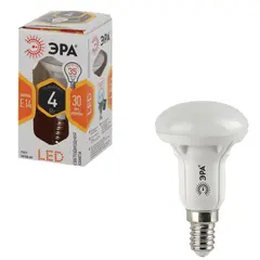 Лампа светодиодная ЭРА, 4 (30) Вт, цоколь E14, рефлектор, теплый белый свет, 25000 ч., LED smdR39-4w-827-E14ECO, фото 1