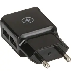 Зарядное устройство сетевое (220 В), RED LINE NT-2A, кабель microUSB 1 м, 2 порта USB, выходной ток 2,1 А, черное, УТ000012253, фото 1