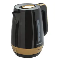 Чайник SONNEN KT-1776, 1,7 л, 2200 Вт, закрытый нагревательный элемент, пластик, черный/горчичный, 453418, фото 1