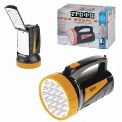 Фонарь-прожектор светодиодный ТРОФИ TSP19, 19 х LED + 18 x LED, 2 режима, аккумуляторный, заряд от 220 V, фото 1