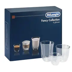 Набор кофейный DELONGHI Mix Glasses Set, 2 эспрессо, 2 капучино, 2 латте, стекло, прозрачный, фото 1
