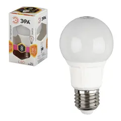 Лампа светодиодная ЭРА, 8 (70) Вт, цоколь E27, грушевидная, теплый белый свет, 25000 ч., LED smdA60-8w-827-E27, Б0020534, фото 1