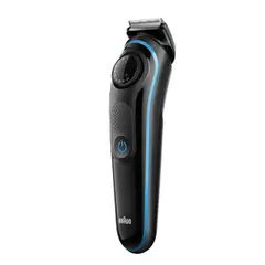 Триммер для бороды и усов BRAUN BT3040, 39 настроек длины (1-20 мм), сеть+аккумулятор, черный/синий, фото 1