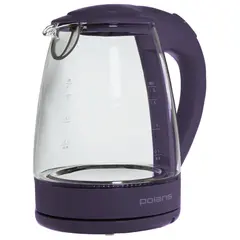 Чайник POLARIS PWK 1767CGL, 1,7 л, 2200 Вт, закрытый нагревательный элемент, стекло, фиолетовый, фото 1