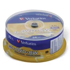 Диски DVD+RW (плюс) VERBATIM 4,7 Gb 4x, КОМПЛЕКТ 25 шт., Cake Box, 43489, фото 1