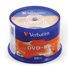 Диски DVD-R(минус) VERBATIM 4,7 Gb 16x, КОМПЛЕКТ 50 шт., Cake Box, 43548, фото 1
