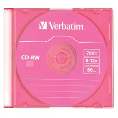 Диск CD-RW VERBATIM, 700 Mb, 8х-12х, Colour Slim Case, 43167, фото 1