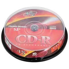 Диски CD-R VS 700 Mb 52x, КОМПЛЕКТ 10 шт., Cake Box, VSCDRCB1001, фото 1