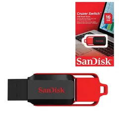 Флэш-диск 16 GB, SANDISK Cruzer Switch, USB 2.0, черный/красный, SDCZ52-016G-B35, фото 1