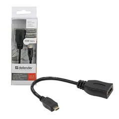 Кабель-переходник HDMI-micro HDMI, 14,5 см, DEFENDER, F-M, для передачи цифрового аудио-видео, 87301, фото 1
