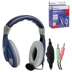 Наушники с микрофоном (гарнитура) DEFENDER Gryphon HN-750, проводная, 2 м, синяя, 63748, фото 1